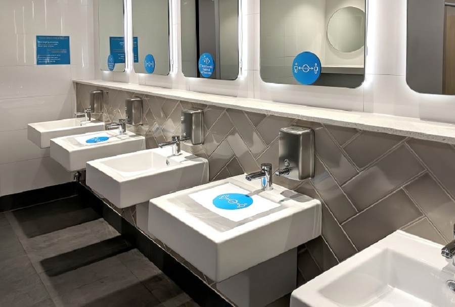 Cleaning Restrooms in a Commercial Building During COVID
